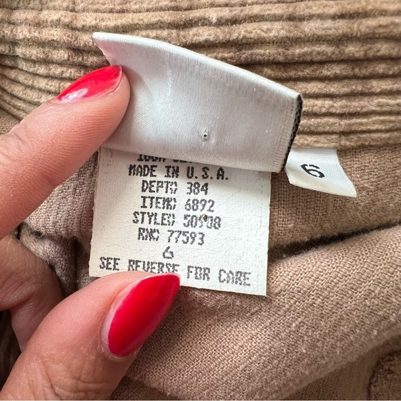 Vintage tan corduroy button front long sleeve dress twee retro USA made academia - Picture 10 of 16